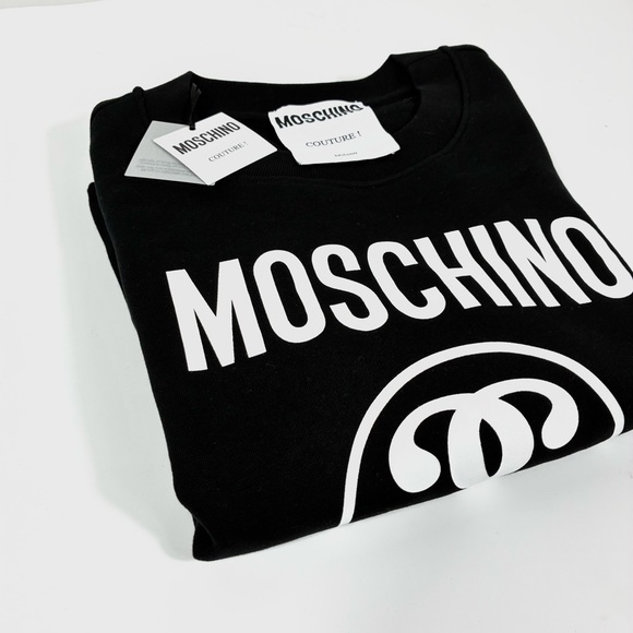 Moschino Couture Logo Double Question Mark Crewneck Sweatshirt Black US 8 NWT - Picture 14 of 17